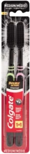 Colgate Double Action Charcoal Medium Toothbrush 2 Pack | Shop Online