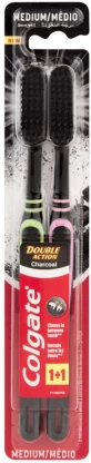 Colgate Double Action Charcoal Medium Toothbrush 2 Pack | Shop Online
