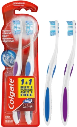 Colgate 360 Optic White Luminous Medium Toothbrush  | Shop Online