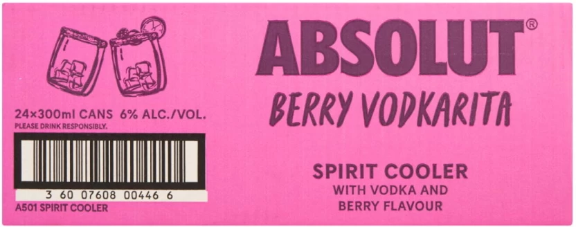 Absolut Berry Vodkarita Sprit Cooler  (Pack of 24 x 300 ml) | Shop Online - Image 2