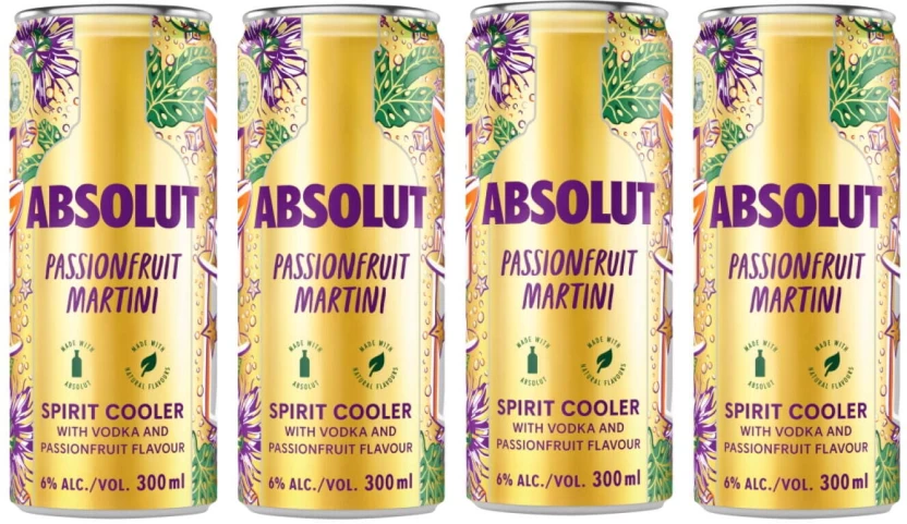 Absolut Passionfruit Martini Sprit Cooler  (Pack of 4 x 300 ml) | Shop Online