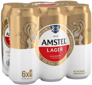 Amstel Premium Lager Alcoholic Beer Can (5% Alcohol, Pack of 6x 500 ml) | Shop Online