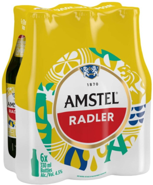 Amstel Radler Lager Alcoholic Beer Bottle (4.5% Alcohol, Pack of 6×330 ml) | Shop Online
