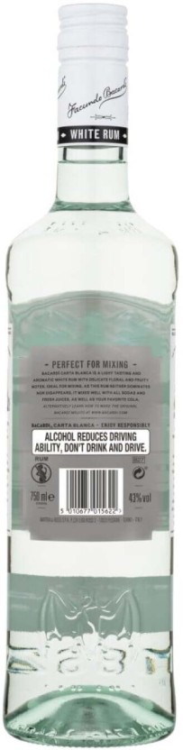 Bacardi White Rum  (Pack of 12 x 750 ml) | Shop Online - Image 2