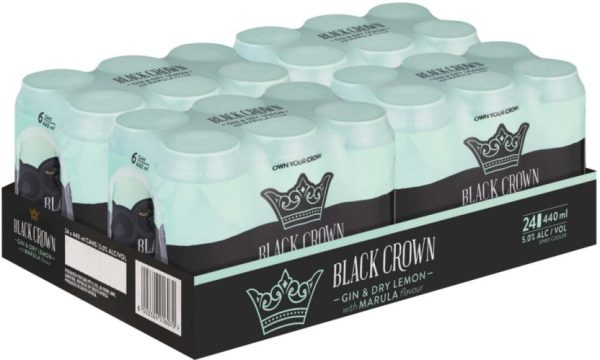 Black Crown Premium Premix Gin and Dry Lemon with Marula Cans ( Pack of 24 x 440ml, 5 Percent Alcohol Volume) | Shop Online
