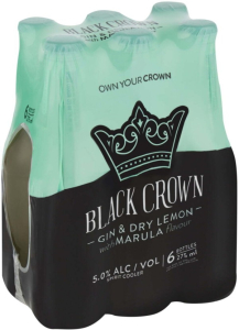 Black Crown Premium Premix Gin and Dry Lemon with Marula Bottle ( Pack of 6 x 275ml, 5 Percent Alcohol Volume)