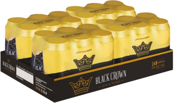 Black Crown Premium Premix Gin and Tonic Alcoholic Beverage ( Pack of 24 x 440ml Cans, 5 Percent Alcohol Volume ) | Shop Online