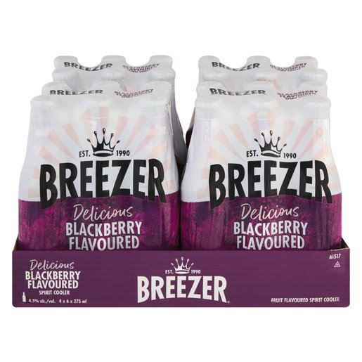 Bacardi Breezer Blackberry Sprit Cooler  (Pack of 24 x 275 ml, NRB) | Shop Online