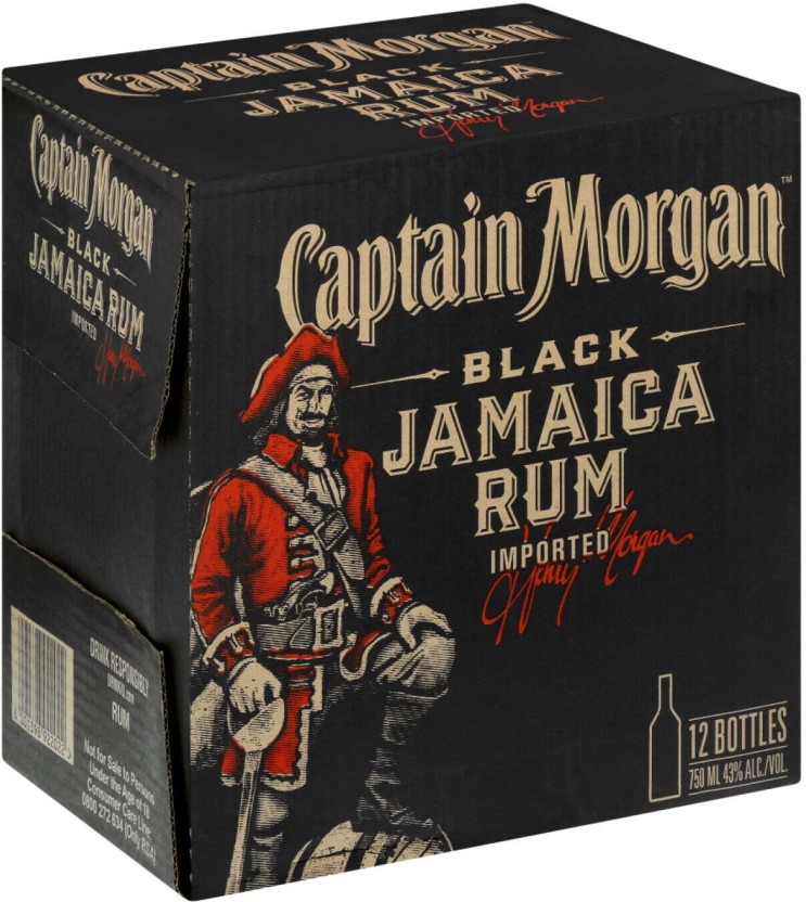 Captain Morgan Black Jamaican Rum Alcoholic Beverage (Pack of 12 x 750 ml) | Shop Online