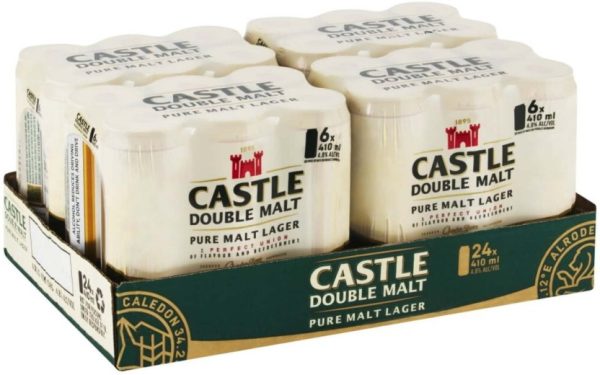 Castle Double Malt Lager Alcoholic Beer Can (4.8% Alcohol, Pack of 24 x 410 ml) | Shop Online