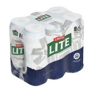 Castle Lite Lager Alcoholic Beer Can (4% Alcohol, Pack of 6x 500 ml) | Shop Online
