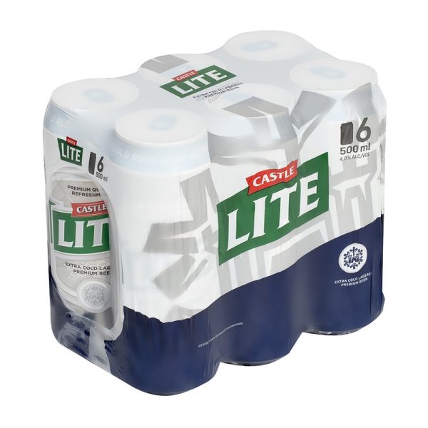 Castle Lite Lager Alcoholic Beer Can (4% Alcohol, Pack of 6x 500 ml) | Shop Online