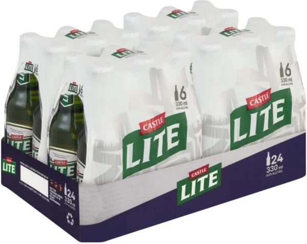 Castle Lite Alcoholic Beer Bottle (4% Alcohol, Pack of 24 x 330 ml) | Shop Online