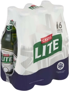 Castle Lite Alcoholic Beer Bottle (4% Alcohol, Pack of 6 x 330 ml) | Shop Online