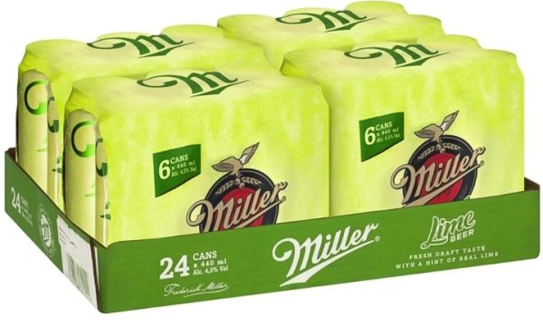 Miller Genuine Draft Lime Lager Can (4.5% Alcohol, Pack of 24x 440 ml) | Shop Online