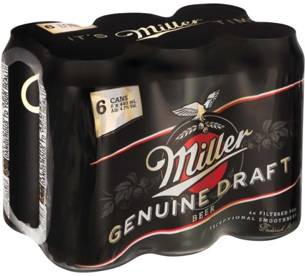 Miller Genuine Draft Beer Can (4.7% Alcohol, Pack of 6 x 440 ml) | Shop Online