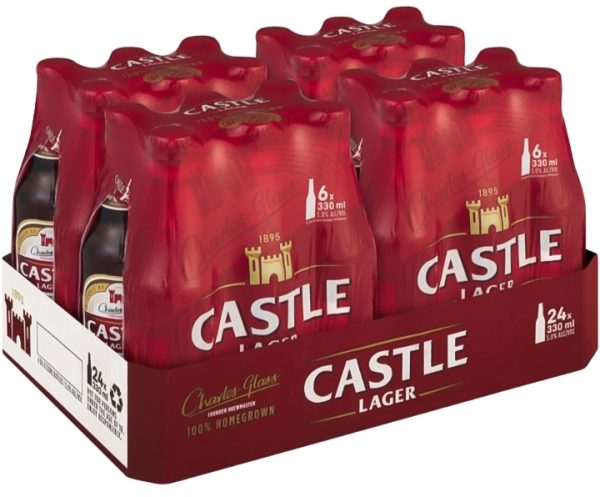 Castle Lager Alcoholic Beer Bottle (5% Alcohol, Pack of 24 x 330 ml) | Shop Online