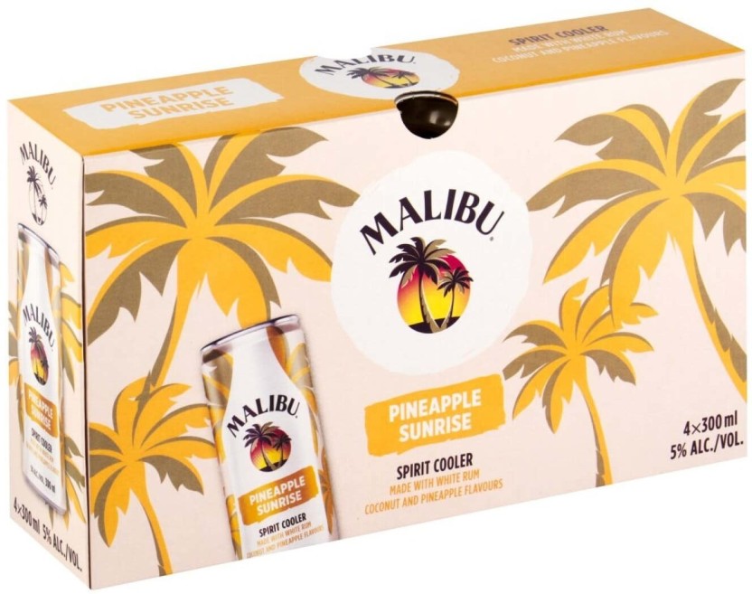 Malibu Pineapple Sunrise Cooler Spirit Cooler (Pack of 4 x 300 ml) | Shop Online