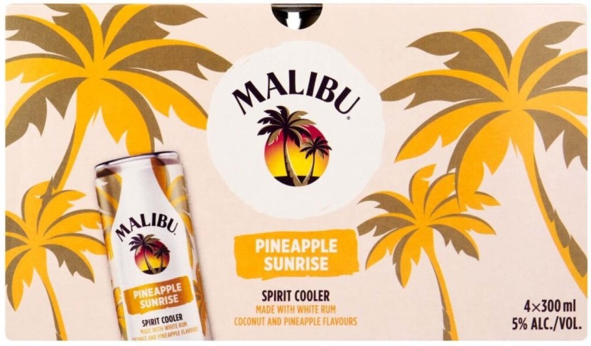 Malibu Pineapple Sunrise Cooler Spirit Cooler (Pack of 4 x 300 ml) | Shop Online - Image 2