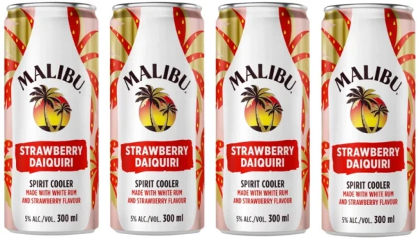 Malibu Strawberry Daiquiri Sprit Cooler  (Pack of 4 x 300 ml) | Shop Online