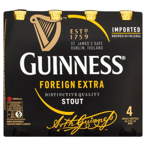 Guinness Stout Beer Bottle (7.5% Alcohol, Pack of 4x 325ml) | Shop Online