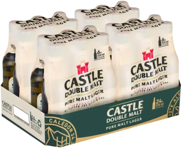 Castle Double Malt Lager Alcoholic Beer Bottle (4.8% Alcohol, Pack of 24 x 330 ml) | Shop Online