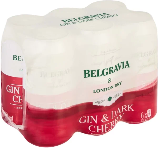 Belgravia Gin & Dark Cherry (Pack of 6 x 440ml, 5 Percent Alcohol Volume) | Shop Online