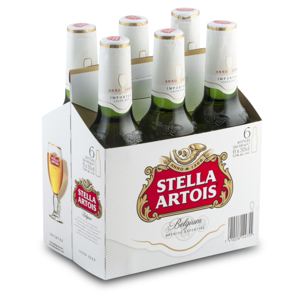 Stella Artois Lager Beer (5% Alcohol, Pack of 6x 330 ml) | Shop Online