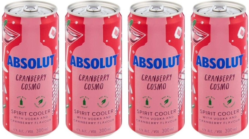 Absolut Cranberry Cosmo Cooler Spirit Premix  (Pack of 4 x 300 ml) | Shop Online - Image 2