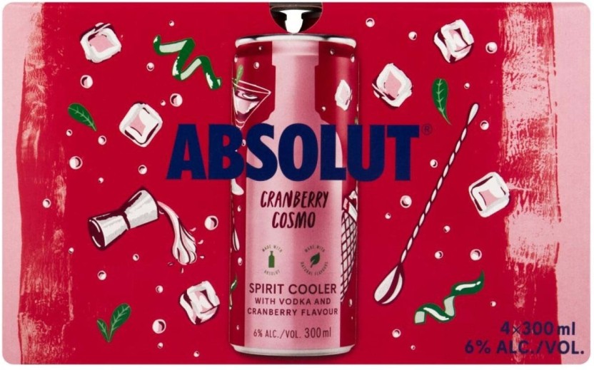 Absolut Cranberry Cosmo Cooler Spirit Premix  (Pack of 4 x 300 ml) | Shop Online - Image 4