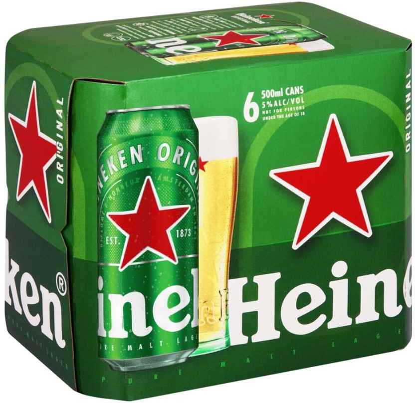 Heineken Lager Can Beer Lager Can  (Pack of 6 x 500 ml) | Shop Online - Image 2