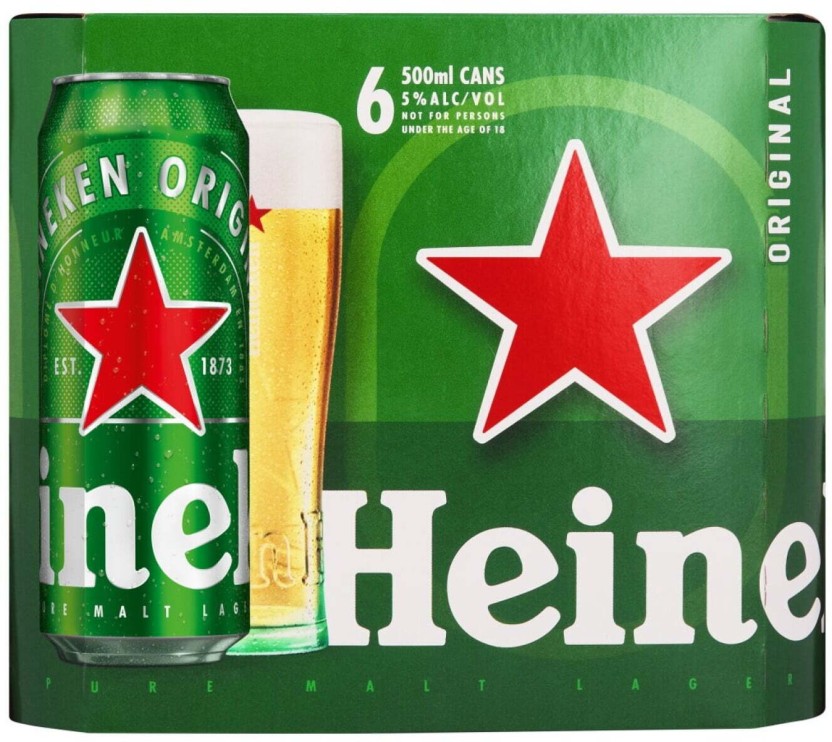 Heineken Lager Can Beer Lager Can  (Pack of 6 x 500 ml) | Shop Online - Image 3