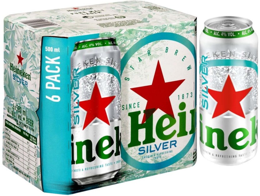 Heineken Premium Malt Lager Silver Lager Can  (Pack of 6 x 500 ml) | Shop Online - Image 2