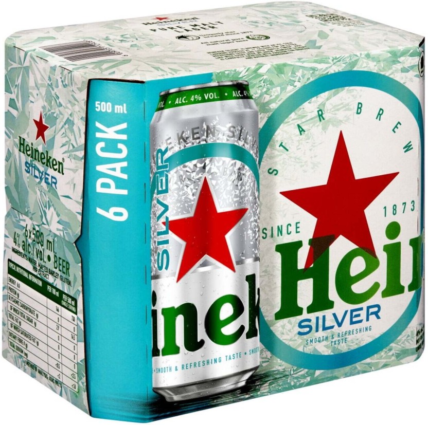 Heineken Premium Malt Lager Silver Lager Can  (Pack of 6 x 500 ml) | Shop Online - Image 3