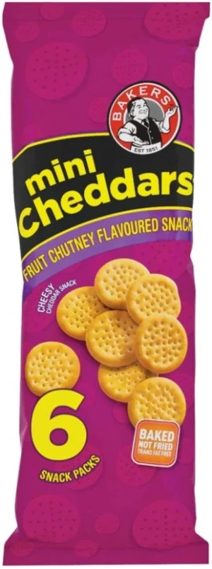 Bakers Mini Cheddars Fruit Chutney Flavoured Cheeselets (33 g Pack of 24) | Shop Online
