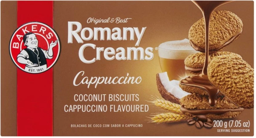 Bakers Romany Creams Cappuccino Coconut Cream Filled Biscuit (2400 g Pack of 12) | Shop Online
