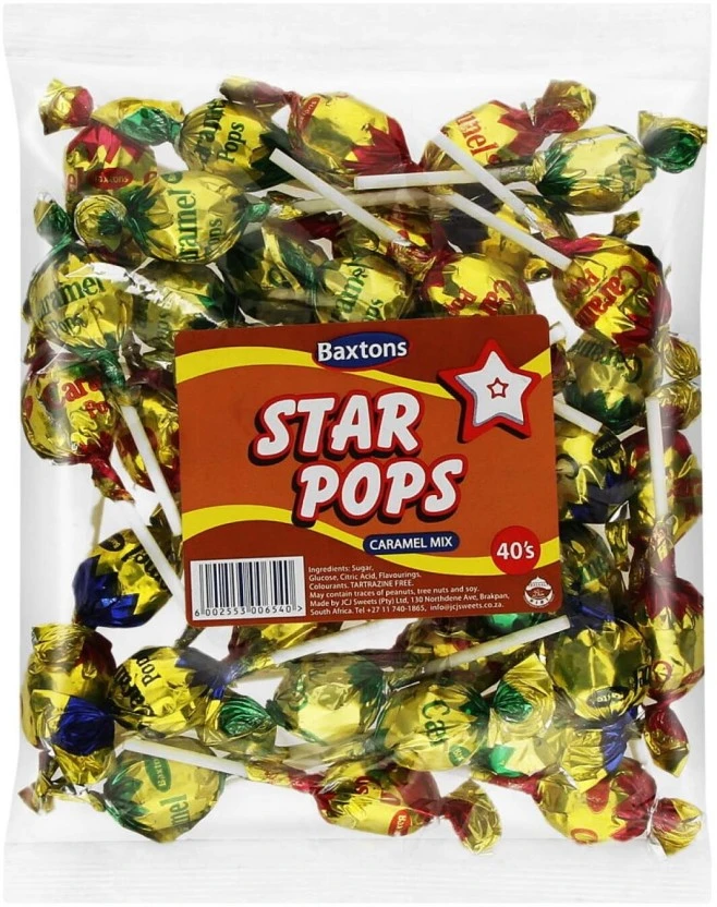 Baxtons Star Pops Lollies Caramel Lollipop (Pack of 1 x 40 pieces) | Shop Online