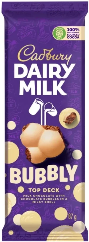 Cadbury Dairy Bubbly Top Deck Milk Chocolate Slabs (87 g) | Shop Online