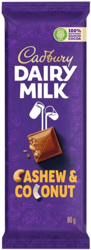 Cadbury Dairy Cashew and Coconut Milk Chocolate Slabs (80 g) | Shop Online