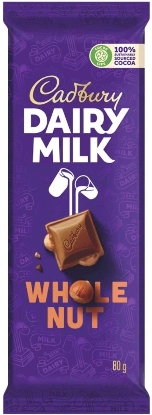 Cadbury Dairy Whole Nut Milk Chocolate Slabs (80 g) | Shop Online