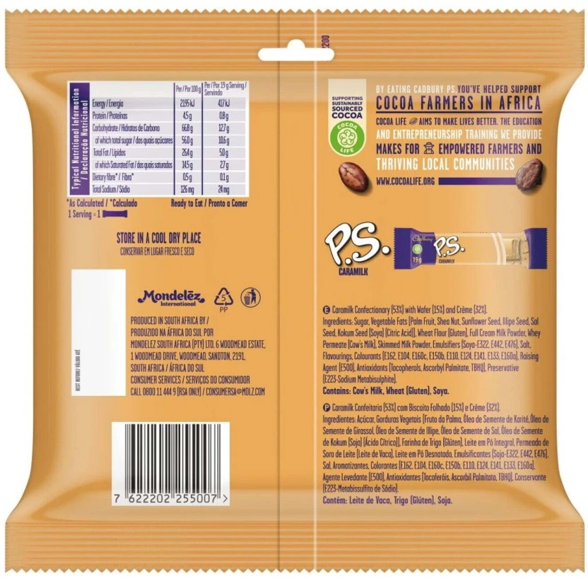 Cadbury Ps cara Milk Chocolate Bars (171 g) | Shop Online - Image 2