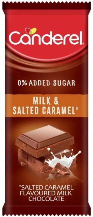Canderel Salted Caramel Flavoured Milk Chocolate Slabs (100 g) | Shop Online