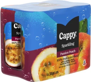 Cappy Sparkling Passion Peach Juice Blend (6 x 300 ml) | Shop Online