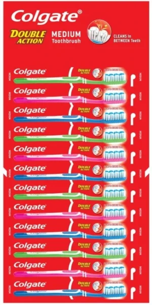 Colgate Double Action Hang Card Medium Toothbrush (144 Toothbrushes) | Shop Online