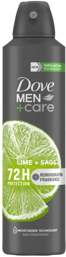 Dove Anti Perspirant Aerosol Lime & Sage Deodorant Spray - For Men (150 ml) | Shop Online
