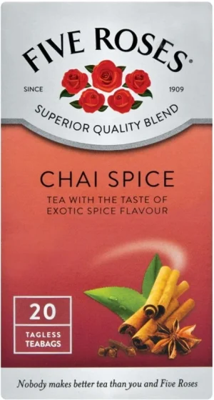 Five Roses Chai Spice Flavoured Tea Box (20 Bags) | Shop Online