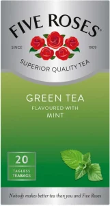 Five Roses Mint Flavoured Green Tea Box (20 Bags) | Shop Online