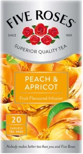 Five Roses Peach & Apricot Flavoured Tea Box (20 Bags) | Shop Online