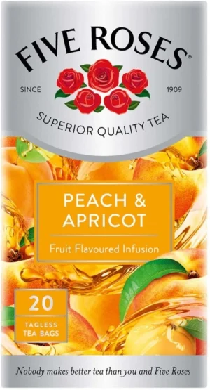 Five Roses Peach & Apricot Flavoured Tea Box (20 Bags) | Shop Online