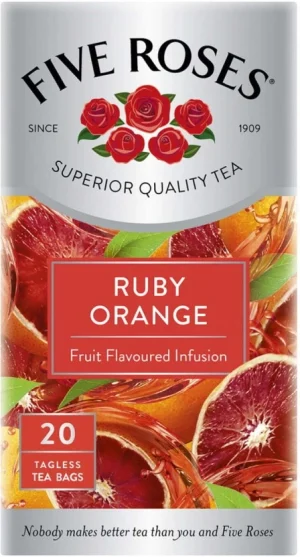 Five Roses Ruby Orange Flavoured Tea Box (20 Bags) | Shop Online